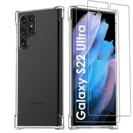 Obal Galaxy S22 Ultra 5G a 2 ochranna obrazovky - Silikón - Priehľadná