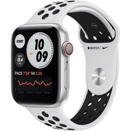 Apple Watch Series 6 (2020) GPS 44 mm - Hliníková Strieborná - Nike Sport band Biela/Čierna