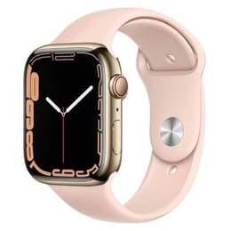Apple Watch Series 7 (2021) GPS + mobilná sieť 41 mm - Nerezová Zlatá - Sport band Ružová