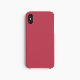 Obal iPhone X/XS - Prírodný materiál - Červená