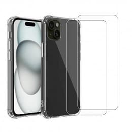 Obal iPhone 15 Plus a 2 ochranna obrazovky - TPU - Priehľadná