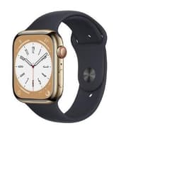 Apple Watch Series 8 (2022) GPS + mobilná sieť 41 mm - Nerezová Zlatá - Sport band Čierna