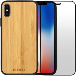 Obal iPhone X/XS a ochranný displej - Drevo - Drevo