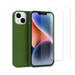 Obal iPhone 14 a 2 ochranna obrazovky - Silikón - Zelená