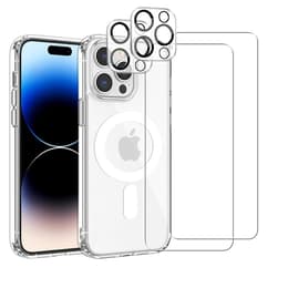 Obal iPhone 14 Pro a 2 ochranna obrazovky - TPU - Priehľadná