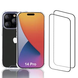 Obal iPhone 14 Pro a 2 ochranna obrazovky - Recyklovaný plast - Priehľadná