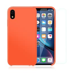 Obal iPhone XR a 2 ochranna obrazovky - Silikón - Oranžová