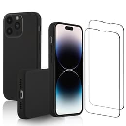 Obal iPhone 15 Pro Max a 2 ochranna obrazovky - Silikón - Čierna