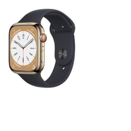 Apple Watch Series 8 (2022) GPS + mobilná sieť 45 mm - Nerezová Zlatá - Sport band Čierna