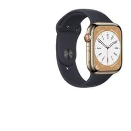 Apple Watch Series 8 (2022) GPS + mobilná sieť 45 mm - Nerezová Zlatá - Sport band Čierna