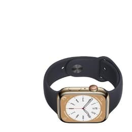 Apple Watch Series 8 (2022) GPS + mobilná sieť 45 mm - Nerezová Zlatá - Sport band Čierna