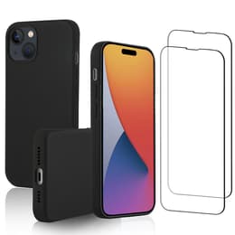 Obal iPhone 15 Plus a 2 ochranna obrazovky - Silikón - Čierna