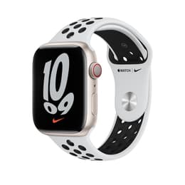 Apple Watch Series 7 (2021) GPS 41 mm - Hliníková Starlight - Nike Sport band Biela/Čierna