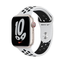 Apple Watch (Series 7) 2021 GPS 41mm - Hliníková Starlight - Nike Sport band Biela/Čierna