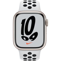 Apple Watch (Series 7) 2021 GPS 41mm - Hliníková Starlight - Nike Sport band Biela/Čierna