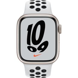 Apple Watch Series 7 (2021) GPS 41 mm - Hliníková Starlight - Nike Sport band Biela/Čierna