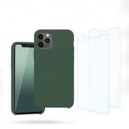 Obal iPhone 11 Pro a 2 ochranna obrazovky - Silikón - Zelená