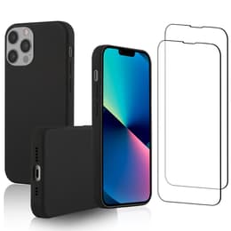 Obal iPhone 13 Pro a 2 ochranna obrazovky - Silikón - Čierna