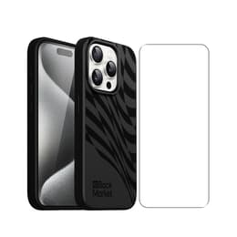 Back Market Obal iPhone 15 Pro a ochranný displej - 100% biologicky rozložiteľné - Čierny - Vlnkový Vzor