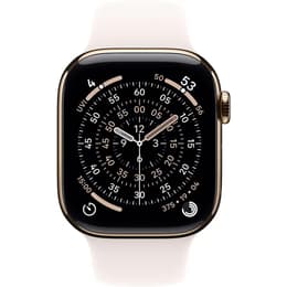 Apple Watch Series 11 (2025) GPS + mobilná sieť 46 mm - Titánová Zlatá - Sport band Biela
