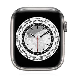Apple Watch Series 7 (2021) GPS + mobilná sieť 45 mm - Titánová Strieborná - Sport band Čierna