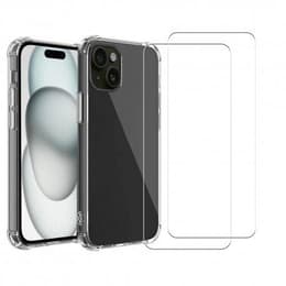 Obal iPhone 15 a 2 ochranna obrazovky - TPU - Priehľadná