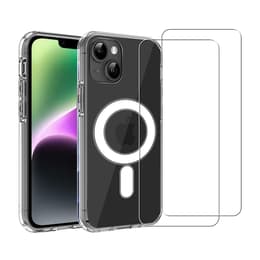 Obal iPhone 14 a 2 ochranna obrazovky - TPU - Priehľadná