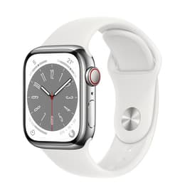 Apple Watch (Series 8) 2022 GPS + mobilná sieť 41mm - Nerezová Strieborná - Sport band Biela