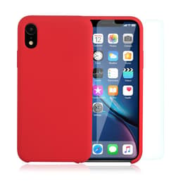 Obal iPhone XR a 2 ochranna obrazovky - Silikón - Červená