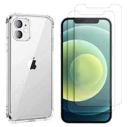 Obal iPhone 12 MINI a 2 ochranna obrazovky - TPU - Priehľadná