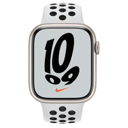 Apple Watch (Series 7) 2021 GPS 45mm - Hliníková Starlight - Nike Sport band Biela/Čierna