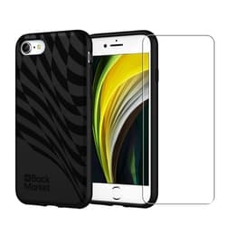 Back Market Obal iPhone 7/8/SE 2020/2022 a ochranný displej - 100% biologicky rozložiteľné - Čierny - Vlnkový Vzor