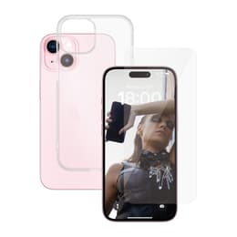 Obal iPhone 15 a ochranný displej - Silikón - Priehľadná