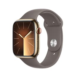Apple Watch Series 9 (2023) GPS + mobilná sieť 41 mm - Nerezová Zlatá - Sport band Čierna