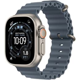 Apple Watch Ultra 3 (2025) GPS + mobilná sieť 49 mm - Titánová Prírodný - Oceánska kapela Modrá