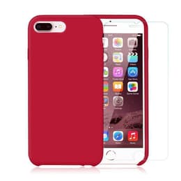 Obal iPhone 7 Plus/8 Plus a 2 ochranna obrazovky - Silikón - Červená