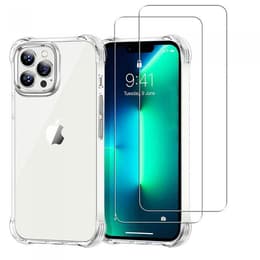 Obal iPhone 13 Pro a 2 ochranna obrazovky - TPU - Priehľadná