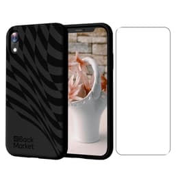 Back Market Obal iPhone XR a ochranný displej - 100% biologicky rozložiteľné - Čierny - Vlnkový Vzor