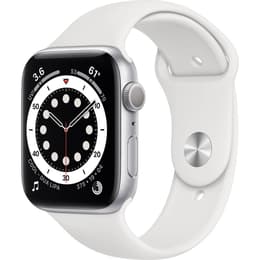 Apple Watch (Series 6) 2020 GPS 44mm - Nerezová Strieborná - Sport band Biela