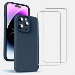 Obal iPhone 14 Pro a 2 ochranna obrazovky - TPU - Modrá