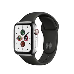 Apple Watch Series 5 (2019) GPS + mobilná sieť 44 mm - Nerezová Strieborná - Sport band Čierna