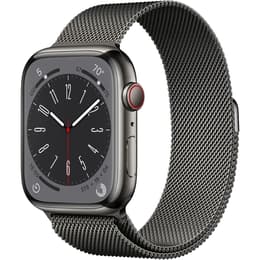 Apple Watch Series 8 (2022) GPS + mobilná sieť 45 mm - Nerezová Strieborná - Milanese loop Čierna