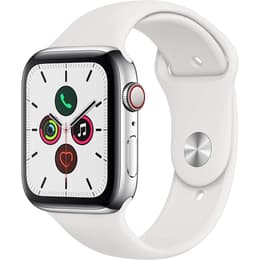 Apple Watch Series 5 (2019) GPS + mobilná sieť 44 mm - Nerezová Strieborná - Sport band Biela