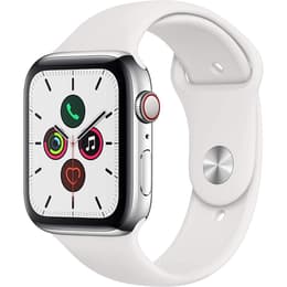 Apple Watch (Series 5) 2019 GPS + mobilná sieť 44mm - Nerezová Strieborná - Sport Loop Biela