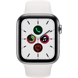 Apple Watch Series 5 (2019) GPS + mobilná sieť 44 mm - Nerezová Strieborná - Sport band Biela