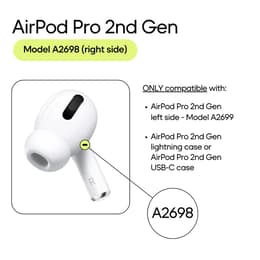 Apple Pravý slúchadlo (Lightning MagSafe) - AirPods Pro 2. generácia (2022) - Biela (A2698)