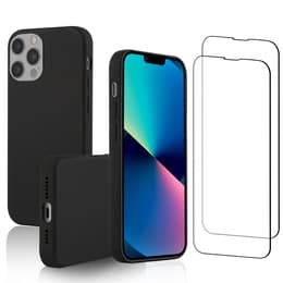 Obal iPhone 13 Pro Max a 2 ochranna obrazovky - Silikón - Čierna