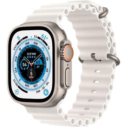 Apple Watch (Ultra) 2022 GPS + mobilná sieť 49mm - Titánová Sivá - Oceánska kapela Biela