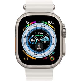 Apple Watch Ultra (2022) GPS + mobilná sieť 49 mm - Titánová Prírodný titán - Oceánska kapela Biela