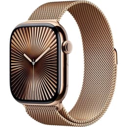 Apple Watch Series 10 (2024) GPS + mobilná sieť 42 mm - Titánová Zlatá - Milanese loop Zlatá